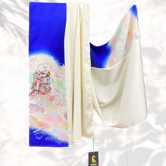 Shawl: KIMONO Hijab - Blue/Soft yellow