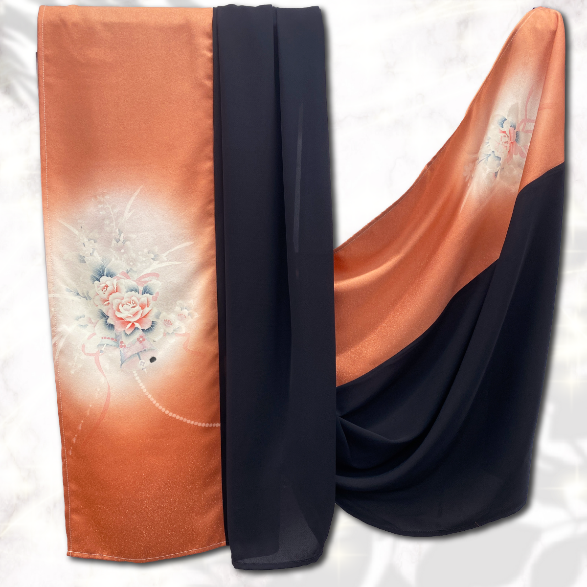 Shawl: KIMONO Hijab - Light Peach/Black