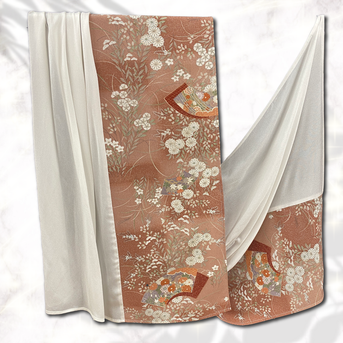 Shawl: KIMONO Hijab - Faded Terracotta/White