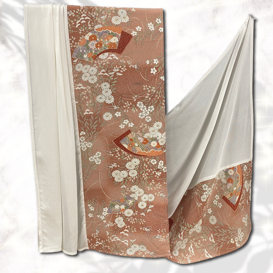 Shawl: KIMONO Hijab - Faded Terracotta/White