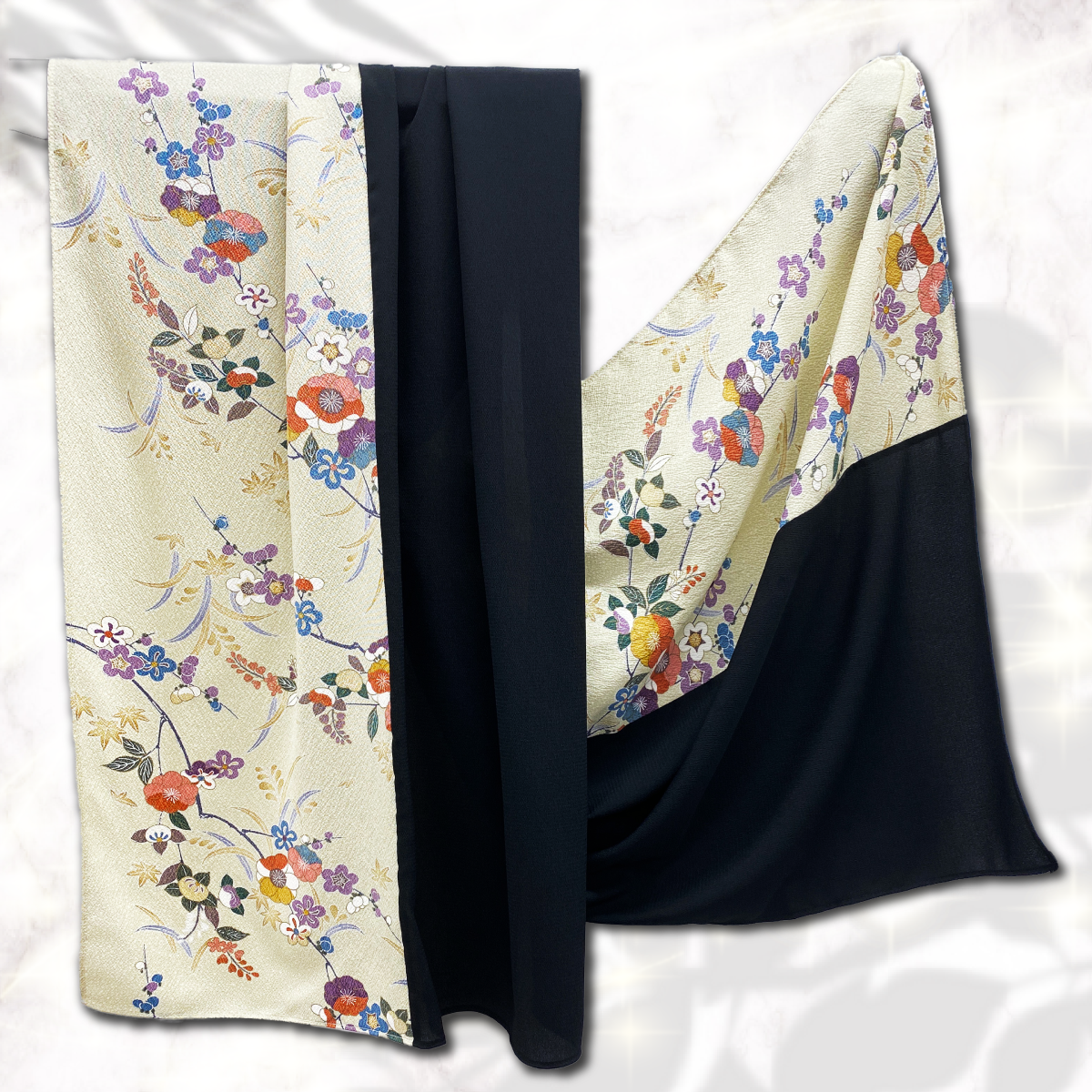 Shawl: KIMONO Hijab - Light Ivory/Black