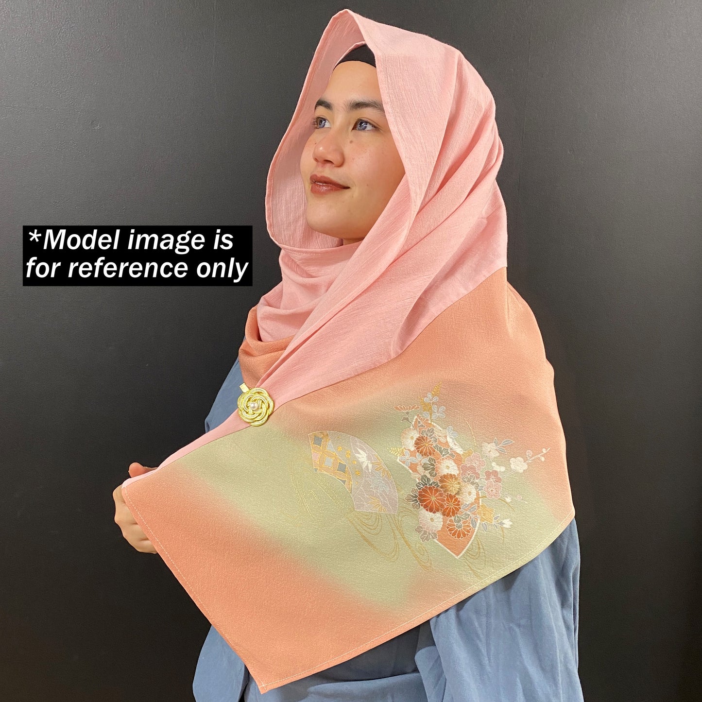 Shawl: KIMONO Hijab - Light Peach/Black